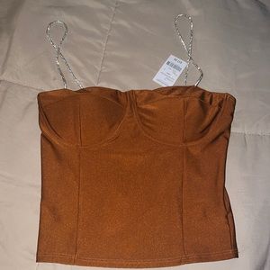 Satin Tank W/ Chain Strap 🧡